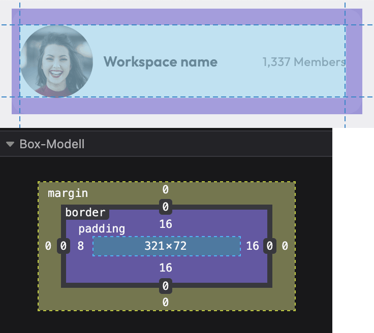 Workspace Card horizontal implemented padding