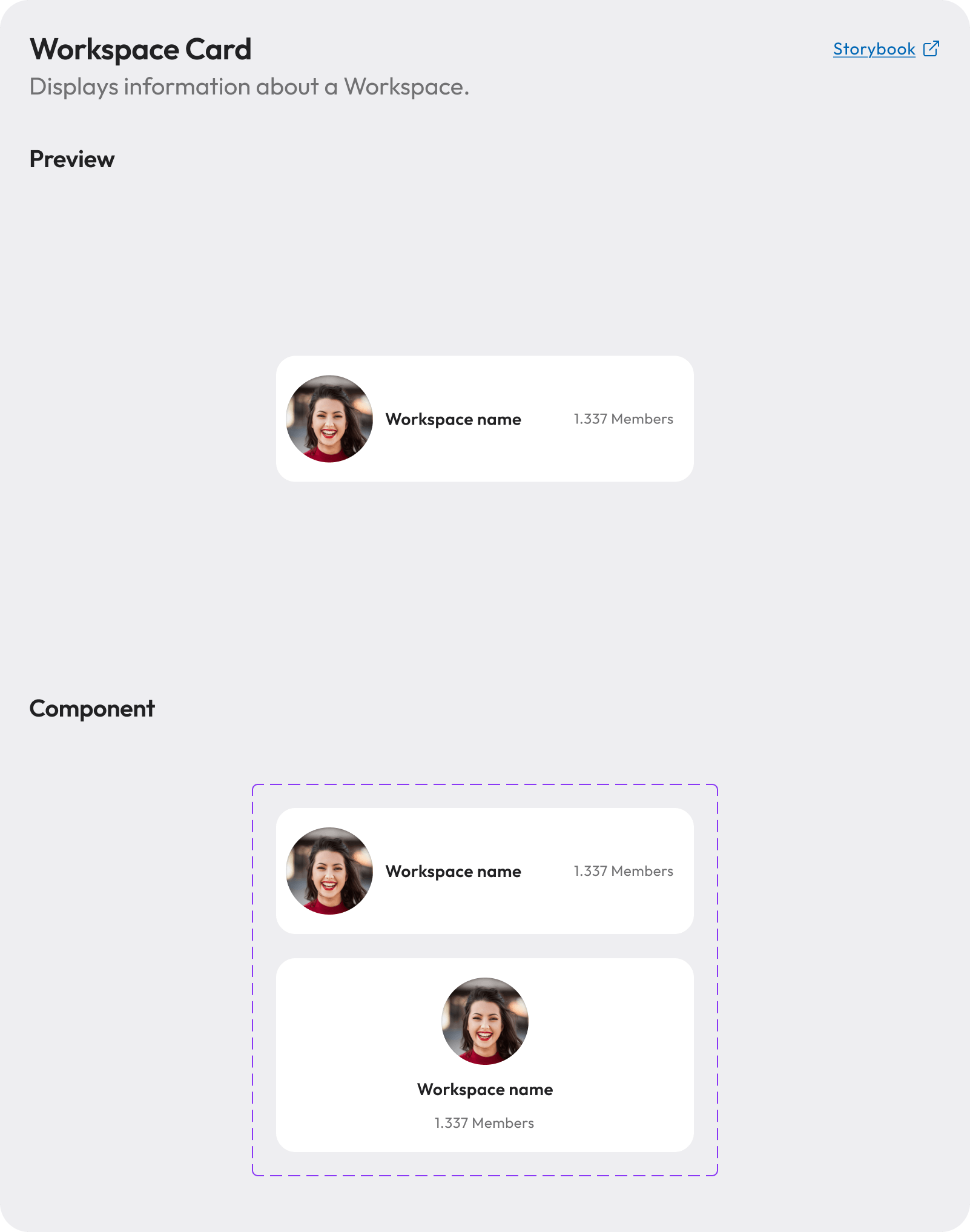 Workspace Card Spec sheet